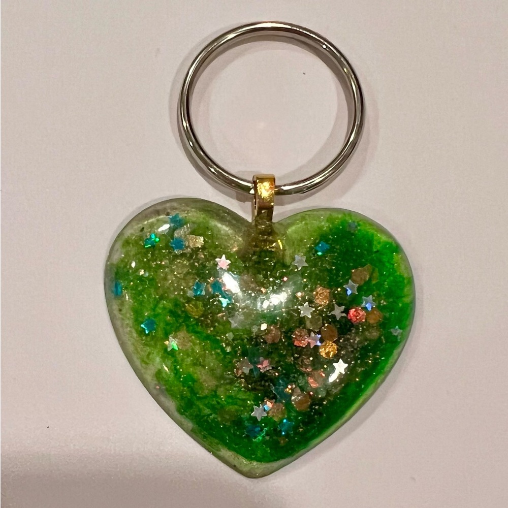 Heart-Shaped Glitter Keychain
